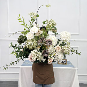 Vendita calda decorazione di <span class=keywords><strong>fiori</strong></span> artificiali classici decorazione della tavola di nozze di alta qualità seta <span class=keywords><strong>fiori</strong></span> di nozze verde corridoio <span class=keywords><strong>prato</strong></span> - Product Image 6