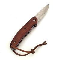 Couteau pliant en acier damas de haute qualité manche en bois Camping pêche couteau de poche