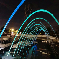 Fuente de Agua con Haz de Luz LED de Colores, Fuente Laminar Musical con Chorro de Agua para Hotel