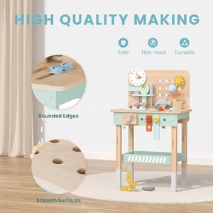 Banc d'outils moderne en bois pour enfants Yuyi Brown avec perceuse électrique, tiroirs de rangement et plateforme, établi de jeu pour <span class=keywords><strong>atelier</strong></span> - Product Image 5