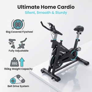 Vélo de spinning portable à résistance par friction silencieuse 6 kg, équipement de fitness cardio pour entraînement en salle de sport - Product Image 6