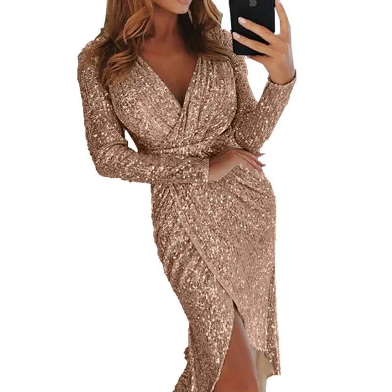 charming modest luxury sequins evening dress long sexy gown dresses for women party dresses