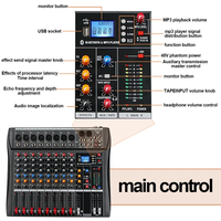 HKR DX8 Contrôleur DJ professionnel 8 canaux, mixeur audio avec interface MP3 en direct pour les performances de karaoké
