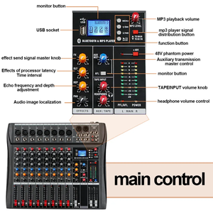 Hkr <span class=keywords><strong>dx8</strong></span> Chuyên Nghiệp 8-Kênh DJ Điều Khiển Âm Thanh Mixer Với MP3 Giao Diện Trực Tiếp Cho Karaoke Biểu Diễn - Product Image 5