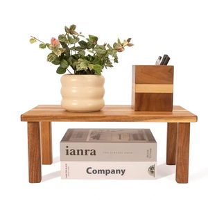 Wooden Decorative <b>Shelf</b> Solid Wood Rectangle Storage <b>Rack</b> Living Room Multi Purpose Organizer Standing Type - Product Image 2
