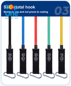 TopOne Family Fitness Ejercicio Elástico TPE Latex Toning Tube Juego de bandas de resistencia de 11 piezas - Product Image 4