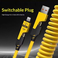 Kabel Data USB Type C 4-in-1 PD 65w 1.5M 3A Pengisian Cepat, Kabel Pengisian Daya USB C Ekspansi Pengisian Cepat