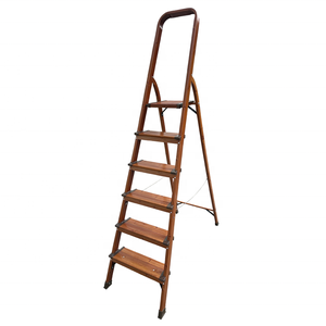 บันไดพับได้ทำจากอลูมิเนียมลายไม้สไตล์ญี่ปุ่นบันไดขั้นบันไดกว้าง6ขั้นพร้อมราวจับ - Product Image 1