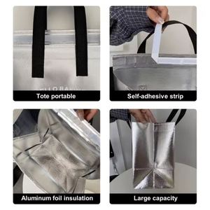 Sac isotherme jetable non tissé avec poignée de transport facile pour la livraison de plats à emporter, de thé au lait, de gâteaux et de boissons - Product Image 3