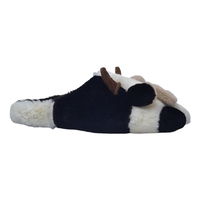Chaussons d'hiver unisexes pour hommes, femmes et enfants, design vache de dessin animé, antidérapants, en peluche et fourrure, chauds, à bout fermé, doux et respirants