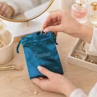 Sac de rangement en satin doux brodé personnalisé de haute qualité pour cadeaux de mariage