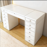 Table de toilette en MDF blanc brillant/mat avec lumières LED