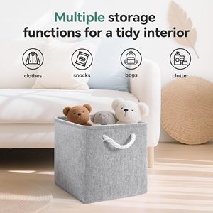 Foldable Storage <b>Cube</b> <b>Baskets</b> <b>with</b> Rope Handles Collapsible Fabric Storage Bins for Home Bedroom Living Room - Product Image 5