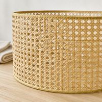 Abat-jour suspendu en rotin naturel de style panier traditionnel européen avec intérieur en PVC transparent – Grande Vente