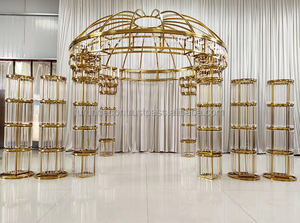 Marco de fondo de arco de boda de metal dorado personalizado, nuevo diseño para decoraciones de fiestas y eventos, arco de bienvenida Chuppah - Product Image 4