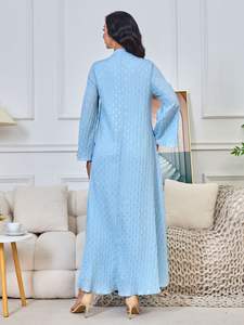 Nueva Djellaba Musulmana <span class=keywords><strong>de</strong></span> Verano para <span class=keywords><strong>Mujer</strong></span>, Vestido Bordado con Cuentas Doradas, Manga Larga, Elegante y Modesto, <span class=keywords><strong>de</strong></span> Poliéster, Estilo Dubái - Product Image 5