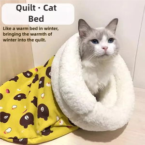Nid de forage Couverture de litière fermée pour chaton Petit <span class=keywords><strong>chien</strong></span> Couette de couchage de sécurité Couette de forage Couette en laine d'agneau Sac de couchage pour chat - Product Image 4