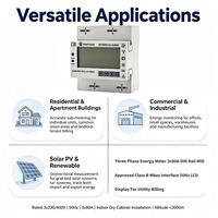 Compteur d'énergie triphasé sur rail DIN 3x80A 230/400V RS485 Modbus M-Bus LCD Classe 1 pour sous-comptage, recharge de VE, solaire photovoltaïque