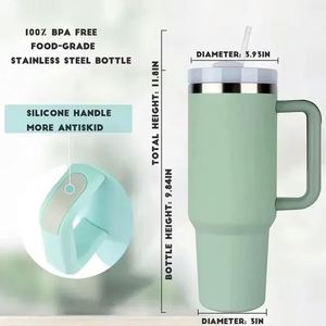 Stainless Steel Tumbler <b>with</b> Handle 1200ml Vacuum Insulated Travel Mug <b>With</b> <b>Straw</b> Multiple Colors Available - Product Image 2