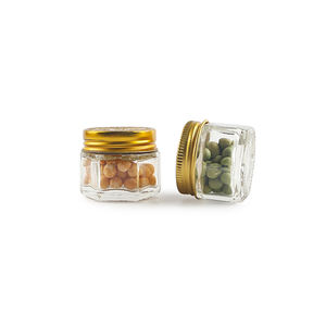 Mini Frasco de Vidrio Transparente Hexagonal de 15 ml para Almacenamiento de Alimentos, con Tapa Metálica de Rosca - Product Image 1