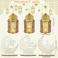 Lot de 9 lanternes de l'Aïd Ramadan, plaques creuses en forme de lune, décoration de table Eid Mubarak, lanterne suspendue en bois faite à la main en forme de cœur pour musulmans