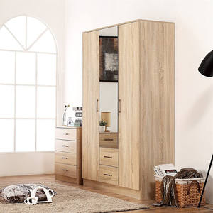 Étagère de lit, triple couleurs en bois, style moderne, 1 pièce, avec 2 tiroirs avec <span class=keywords><strong>porte</strong></span> miroir, armoire, 120cm - Product Image 3