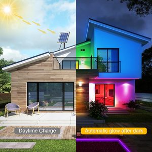 Bande <span class=keywords><strong>LED</strong></span> <span class=keywords><strong>solaire</strong></span> RGB étanche IP67 avec télécommande pour gestionnaires de propriétés et bricoleurs, idéale pour la décoration extérieure des aires de jeux et des patios - Product Image 3