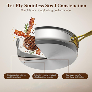 Juego de Utensilios de Cocina de Acero Inoxidable de 26 Piezas con Tapas de Vidrio, Asas de Acero Inoxidable, Sin Recubrimiento, Compatible con Inducción de Gas, Lavavajillas y Horno - Product Image 4