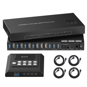 4K 60Hz HDMI <span class=keywords><strong>KVM</strong></span> <span class=keywords><strong>Switch</strong></span> Dual Monitor <span class=keywords><strong>4</strong></span> Computer EDID Emulator 3 Anschlüsse USB 3.0 <span class=keywords><strong>KVM</strong></span> <span class=keywords><strong>Switch</strong></span> <span class=keywords><strong>4</strong></span> in <span class=keywords><strong>2</strong></span> Out - Product Image 1