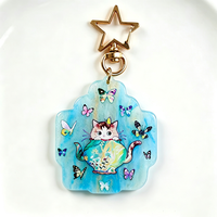 Porte-clés personnalisé en acrylique nacré, effet irisé, breloque en plastique, fabricant pour cadeaux de merchandising de dessins animés et d'anime, UV