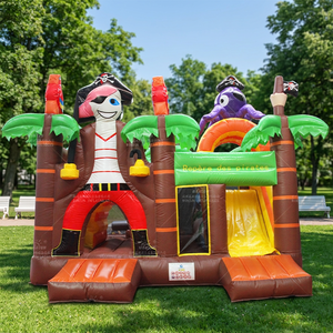 Château Gonflable Commercial Pirates Combo avec Trampoline et Manège, en PVC Ignifuge et Imperméable, Personnalisable - Product Image 1
