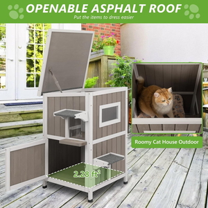 Mèo nhà ngoài trời 2 câu chuyện Hoang Dã mèo nơi trú ẩn thời tiết trong nhà mèo nhà với cửa thoát hiểm có thể được tùy chỉnh - Product Image 3