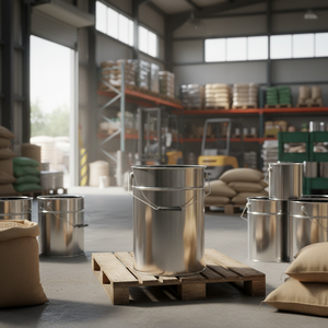 Cylindrical Metal <b>tin</b> container Agricultural Storage <b>Bucket</b> 270mm Diameter x 450mm Height - Product Image 3