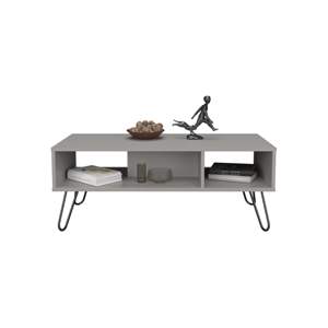 Table basse convertible en chêne de style ferme DB 15.7 \ "H 4 pieds et 2 étagères meubles de salon blancs avec design d'ensemble - Product Image 2
