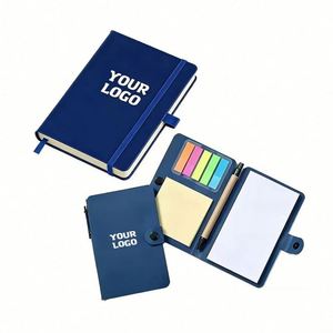 Customized Logo A6 Notebook Wholesale Promo Business Gift 160 Page Pu Leather Hardcover Note Book With Pen Holder - Product Image 1
