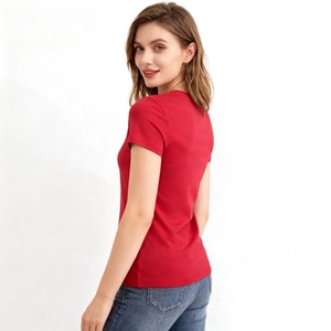 T-shirt a maniche corte da <span class=keywords><strong>donna</strong></span> in tinta unita, confezione da 3, vestibilità slim, girocollo, per uso quotidiano, top basic abbinabili a <span class=keywords><strong>jeans</strong></span> casual - Product Image 2