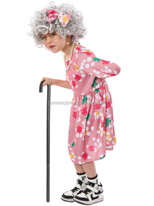 Disfraz de Carnaval para Niñas, Disfraz Escolar PARA EL Día DE LOS Niños, Vestido DE <span class=keywords><strong>LA</strong></span> Abuela, Cosplay de Halloween, Disfraz de Anciana <span class=keywords><strong>Pequeña</strong></span> con Pelucas, Muleta - Product Image 2