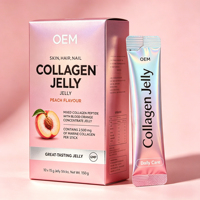 Bâtonnets de Collagène Hydrolysé 5000mg, Acide Hyaluronique 20mg, Biotine, Vitamine C, Gelée de Collagène Naturelle à l'Acerola