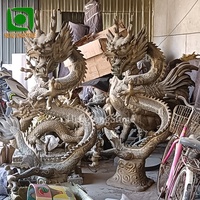 Statue de dragon en bronze de style antique pour l'extérieur, statue d'animal en métal