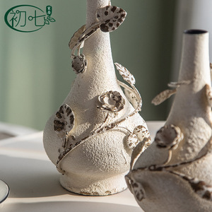 French Country Metal <b>Vases</b> Handmade Mosaic Design For Entryway Table Decorations - Product Image 4