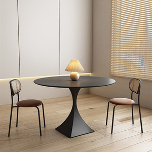 Delifeng <b>Round</b> <b>Dining</b> <b>Table</b> Black Slab Stable Design For Small Spaces Living Room - Product Image 3