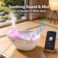 Humidificateur à goutte d'eau de nouvelle conception, 250 ml, alimenté par USB, humidificateur avec lumière ambiante 7 couleurs, haut-parleur Bluetooth pour chambre à coucher