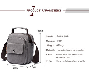 ZUOLUNDUO Hot Sale Small Portable Durable Canvas Men's Messenger <strong>Shoulder</strong> <strong>Bag</strong> Fashionable Vintage Logo for <strong>Mobile</strong> <strong>Phone</strong> Summer - Product Image 2