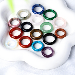 Großhandel Natürlicher Edelstein-<span class=keywords><strong>Ring</strong></span> Tigerauge und Lapislazuli Schlichter Bandring Jade-Steinring Schmuck für Damen und Herren - Product Image 1