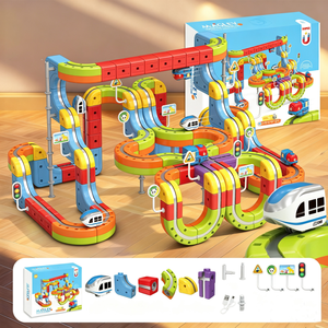 Set di Costruzioni Elettriche Magnetiche 3D da 81 Pezzi, Giocattolo Educativo con Pista Ferroviaria per Bambini - Product Image 5