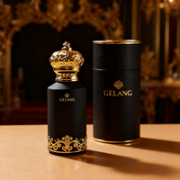 Bouteille de parfum bleue givrée de luxe personnalisée ronde 50ML bouteille de parfum vide 100ml bouteille de parfum en verre 30ML avec couvercle en or