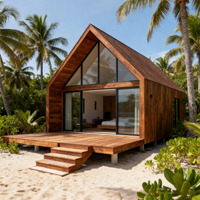 Maison de plage en bois de luxe, jardin extérieur, préfabriquée, bureau, maison, cabane à vendre