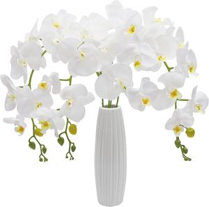 Orquídeas artificiales <span class=keywords><strong>de</strong></span> látex con estampado 3D, orquídeas artificiales <span class=keywords><strong>de</strong></span> seda falsa blanca con flores decorativas para el hogar, 2020 - Product Image 1