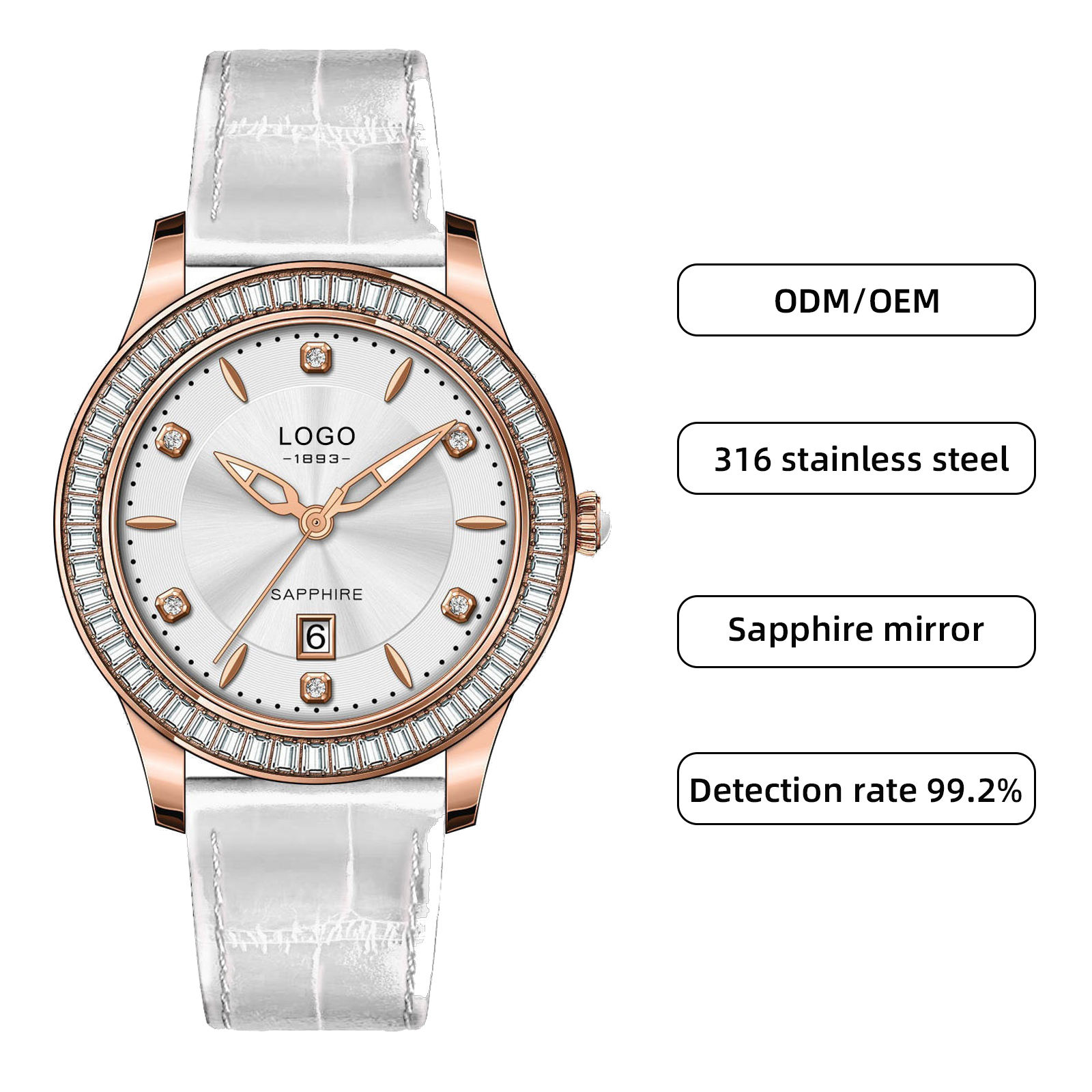 Silver/rose gold-white