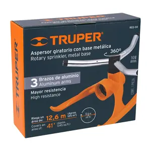 Master con 48 unidades Aspersor metálico giratorio con 3 brazos de aluminio, Truper - Product Image 4